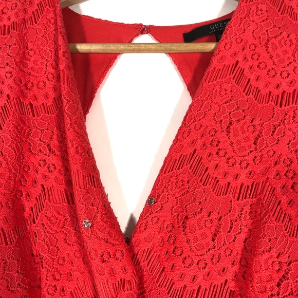 Guess Fitted Coral Lace Dress - Picture 7 of 13